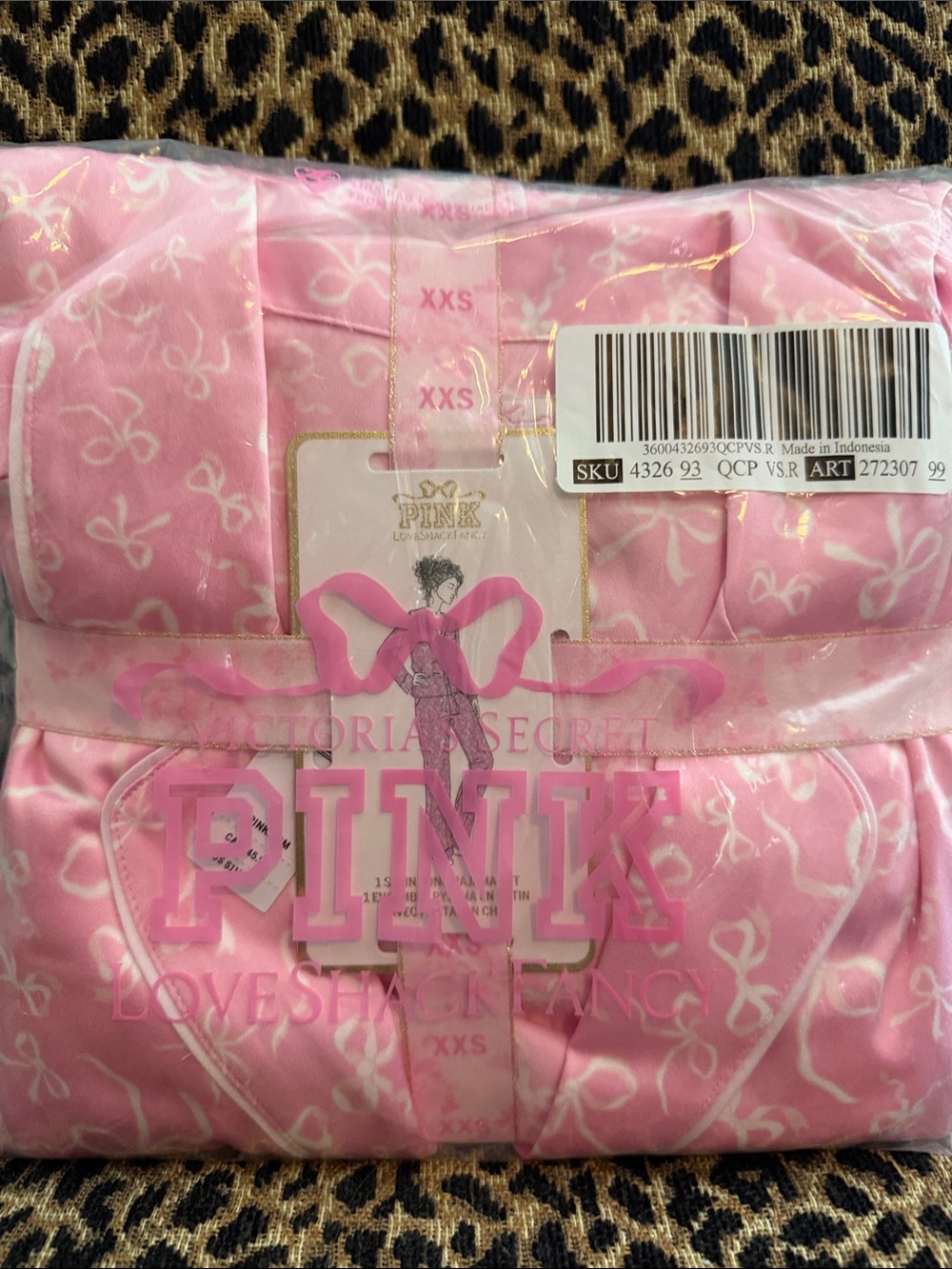 NWT Love Shack Fancy PINK  Victoria's Secret Pink Bow-Print Satin Pajama 💖💖💖💖💖